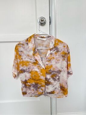 ASTR Short Sleeve Button Front Top